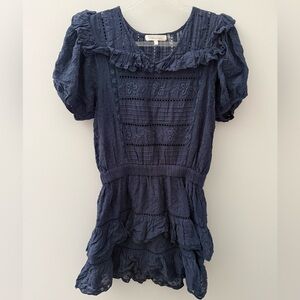 LoveShackFancy Deep Navy Blue Lace Dress size Small